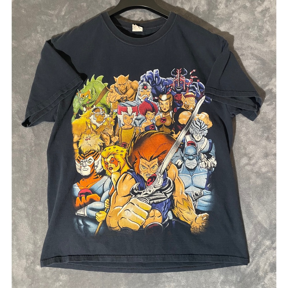 Vintage Thundercats Graphic T-Shirt Blk Large Lion-O Cheetara Retro 80s Cartoon